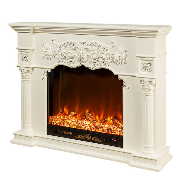 Camino Elettrico da Pavimento 116x150x33 cm Effetto Fiamma 1500W Savage Marrone prezzo