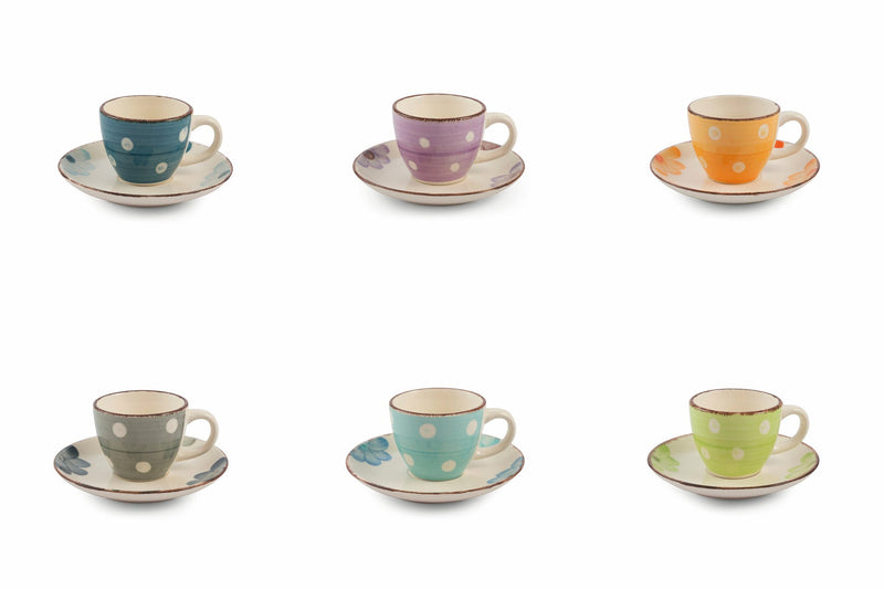 Set 6 Tazzine Caffè con Piattino in Gres 50 ml Villa d'Este Home Tivoli Margarita