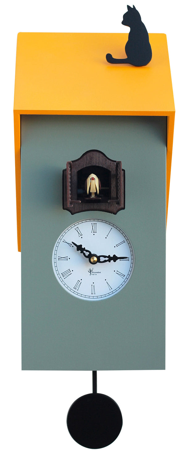 Orologio a Cucù da Parete 17x37x12 cm con Gatto Pirondini Italia Vicenza Grigio Cemento online