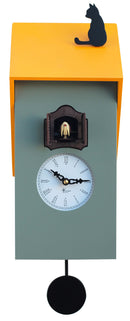 Orologio a Cucù da Parete 17x37x12 cm con Gatto Pirondini Italia Vicenza Grigio Cemento
