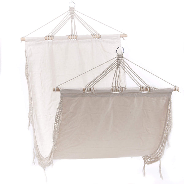 Amaca Sedia Sospesa ad Altalena 80x200 cm in Policotone e Legno di abete Tessuto Beige acquista