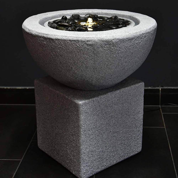 prezzo Sfera Cascata Artificiale da Giardino Ø50x24 cm in Fibrocemento con LED e Pompa Grigia