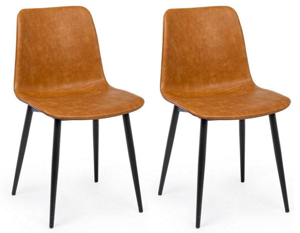 sconto Set 2 Sedie 44x50x80h cm Kyra Pu Cuoio Vintage