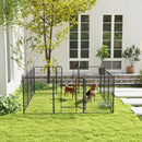 Recinto per Cani a 12 Pannelli Modulabili da 80x100 cm Pieghevole con Porta in Acciaio e 12 Picchetti Grigio      