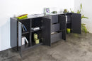 Credenza 4 Ante + 3 Cassetti 220,1x41,4x86 cm Bloom Grigio Antracite Laccato Lucido