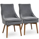 Set 2 Sedie Imbottite in Legno e Velluto  Grigio