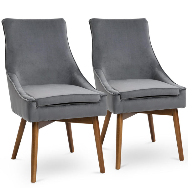 Set 2 Sedie Imbottite in Legno e Velluto Grigio acquista