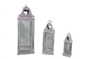 Set 3 Lanterne Estelle in Metallo e Legno Bianco Ossidato
