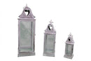 Set 3 Lanterne Estelle in Metallo e Legno Bianco Ossidato
