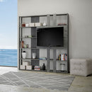 Libreria Moderna 5 Ripiani con Pannello per TV 178x36x204 cm in nobilitato Grigio