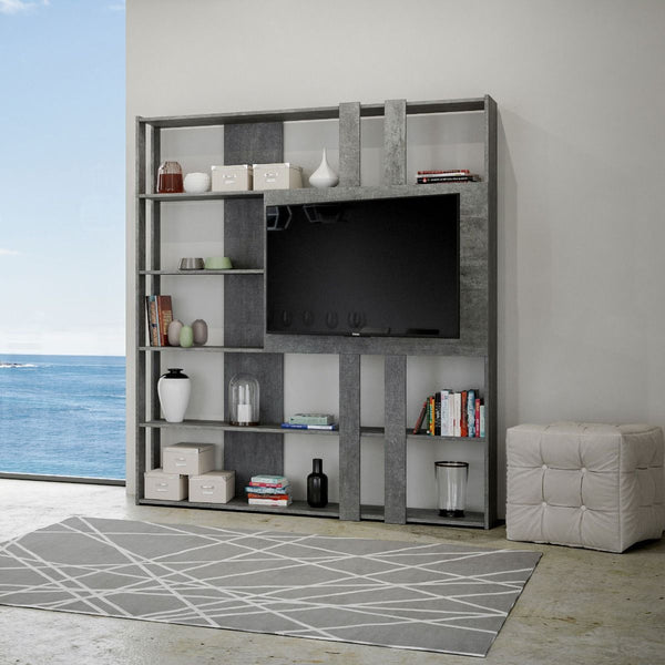 prezzo Libreria Moderna 5 Ripiani con Pannello per TV 178x36x204 cm in nobilitato Grigio