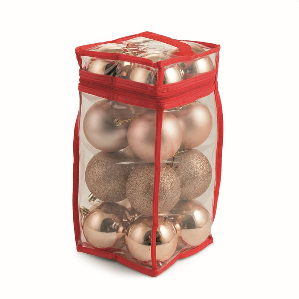 Set 16 Palle di Natale Ø8 cm in Plastica con Borsa Rame sconto