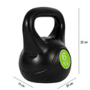 Kettlebell Fitness 6 Kg in PVC con Sabbia e Maniglia Nero