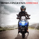 Moto Elettrica per Bambini 3-6 Anni Licenza Honda 12V Doppi Motori Rotelle Max 30 kg Blu      