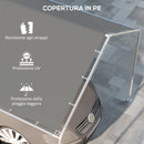 Copertura di Ricambio 600x300 cm Anti-UV per Carport Auto con Corde Elastiche in PE Grigio Scuro      