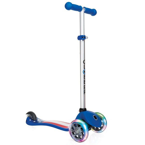 Monopattino a 3 Ruote a LED 3 Altezze Max 50Kg Globber PRIMO Fantasy Lights Up USA Blu sconto