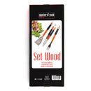 Set 3 Utensili Accessori per  Barbecue in Acciaio Wood 
