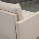 Poltrona Imbottita 80x85x88 cm in Tessuto Effetto Lino Beige