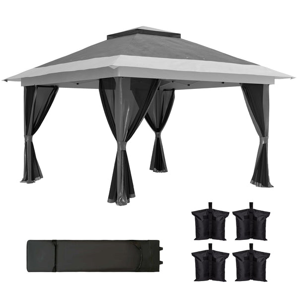 prezzo Gazebo da Giardino Pop-Up 356x356x280 cm Altezza Regolabile e Protezione UPF50+ Borsa con Ruote Grigio