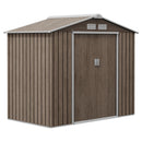 Casetta da Giardino con Prese d'Aria e Doppia Porta Scorrevole  210x130 cm in Metallo Marrone Chiaro 