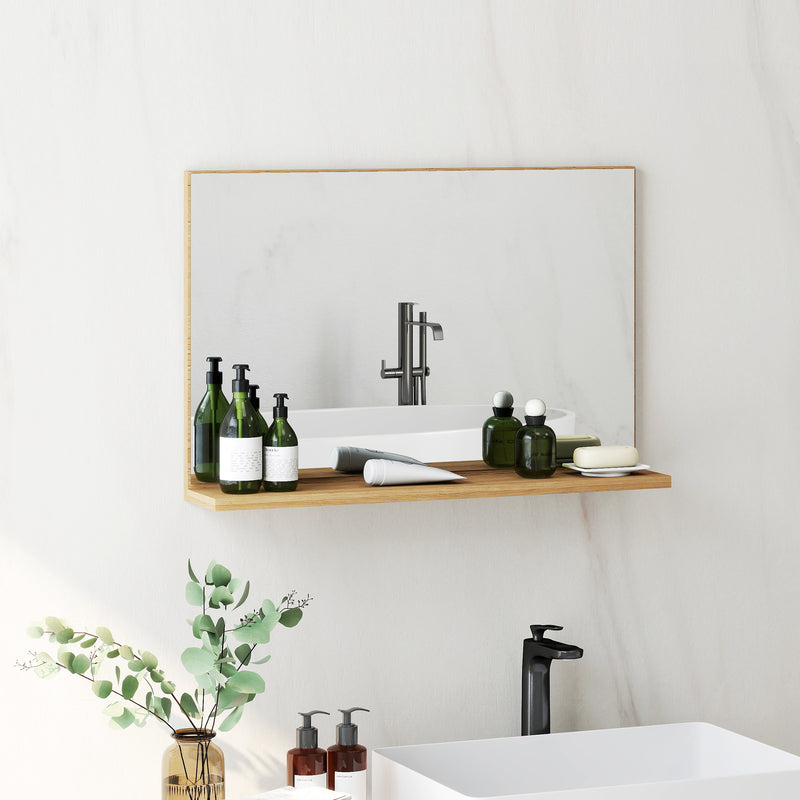 Specchio Bagno da Parete 60x12x40 cm con Mensola in Truciolato Legno   