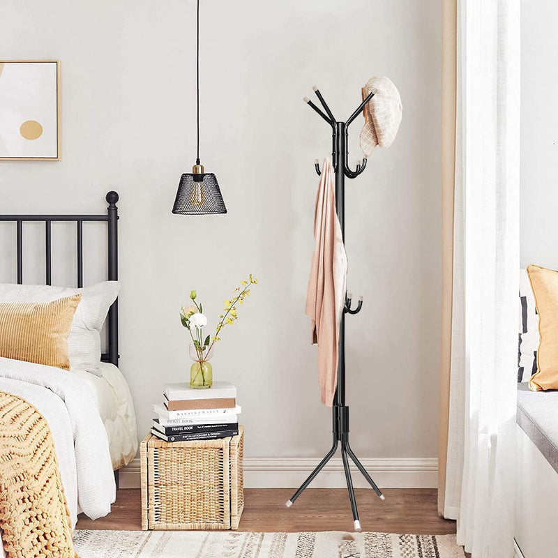 Appendiabiti da Terra H171 cm 11 Ganci in Metallo Nero
