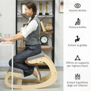 Sedia Ergonomica con Inginocchiatoio 55x85x55 cm Reclinabile in Tessuto Effetto Lino e Legno Grigio Chiaro 