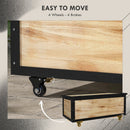 Panca Contenitore da 121L con 4 Rotelle e Maniglie 100x50x43 cm in Legno e Acciaio Colore Legno
