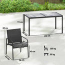 Set 7 Pezzi da Giardino con Tavolo e 6 Sedie da Pranzo con Braccioli in Acciaio Nero      