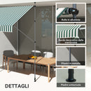 Tenda da Sole a Manovella Autoportante 2x1,2 m in Poliestere Verde e Bianco  