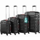 Set 4 Valigie Rigide Trolley Easy Roll Bagaglio a Mano e Stiva da Viaggio in ABS Nero      