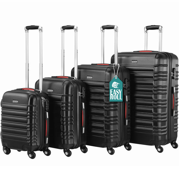 prezzo Set 4 Valigie Rigide Trolley Easy Roll Bagaglio a Mano e Stiva da Viaggio in ABS Nero