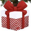 Base Albero di Natale a Pacco Regalo 36x36x47 cm Bianco e Rosso      