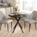 Tavolo da Pranzo Rotondo Stile Industriale Ø80x75 cm con Piano in Truciolare e Gambe a Croce in Acciaio Nero      