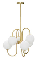 Lampadario Glamy 6 Luci Ø54x85 cm in Ferro e Vetro Oro e Bianco