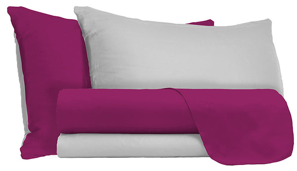 online Set Lenzuola Sopra Sotto e Federe Doubleface Fuxia\/Grigio Chiaro
