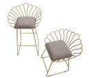 Sgabello Glam Flower Grigio 57x52x94-56x48x72,50 cm in Ferro e Spugna e Tessuto Oro e Grigio