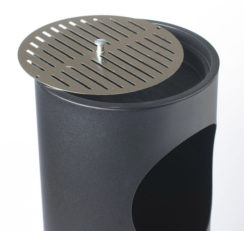 Pattumiera Gettacarte Ø24,3xh66,5 cm con Posacenere In Acciaio Verniciato Grigio