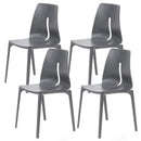 Set 4 Sedie Impilabili 85x50x51 cm in Polipropilene e Fibra di Vetro Lisbona Grigio
