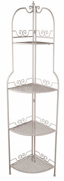 Portapiante Angolare 4 Ripiani in Ferro Battuto 49x32x165 cm Soriani Bianco