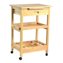 Carrello da Cucina in Legno della Gomma 2 Piani e Cassetto 60x45H88,5cm Adami