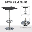 Tavolino da Bar Alto 64x64x109 cm Piano in Similpelle Nero