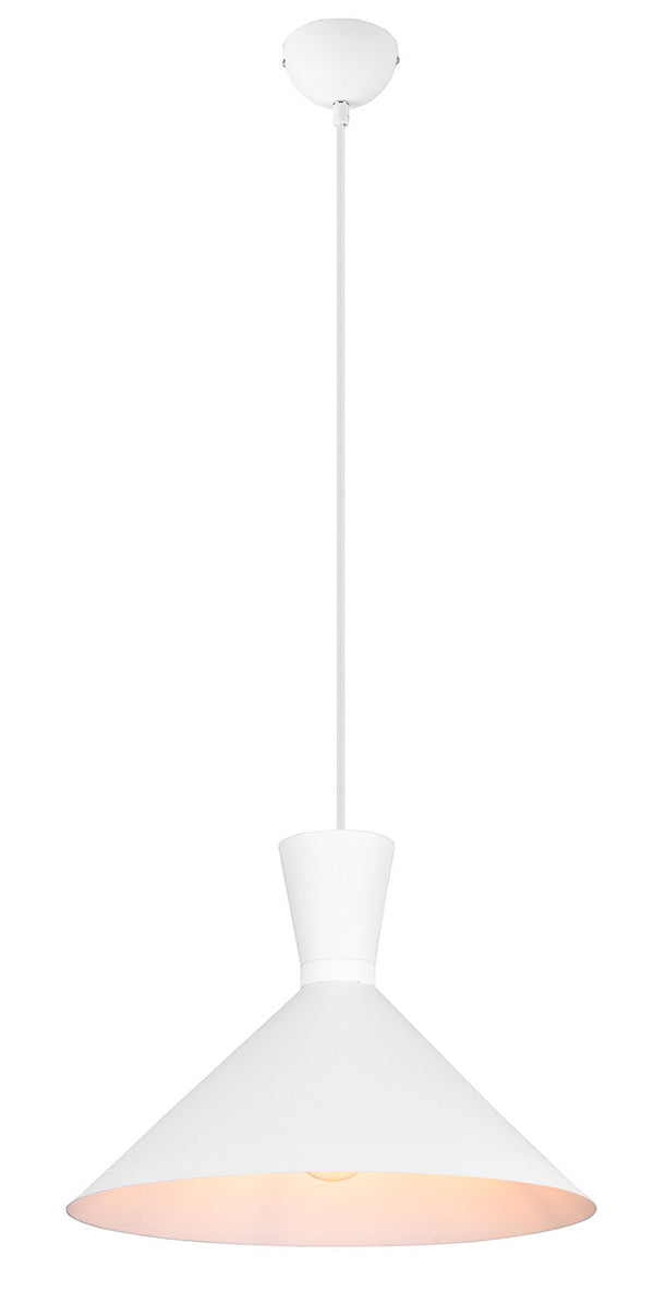 sconto Lampada a Sospensione da Interno Attacco E27 in Metallo Bianco Opaco