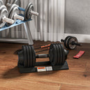 Kit Pesi Regolabili 7-13-18-24 kg con Porta Manubri e Impugnatura Antiscivolo Nero      