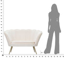 Divanetto Vienna Crema 130x74x84 cm Spugna e Tessuto e Metallo Bianco e Oro