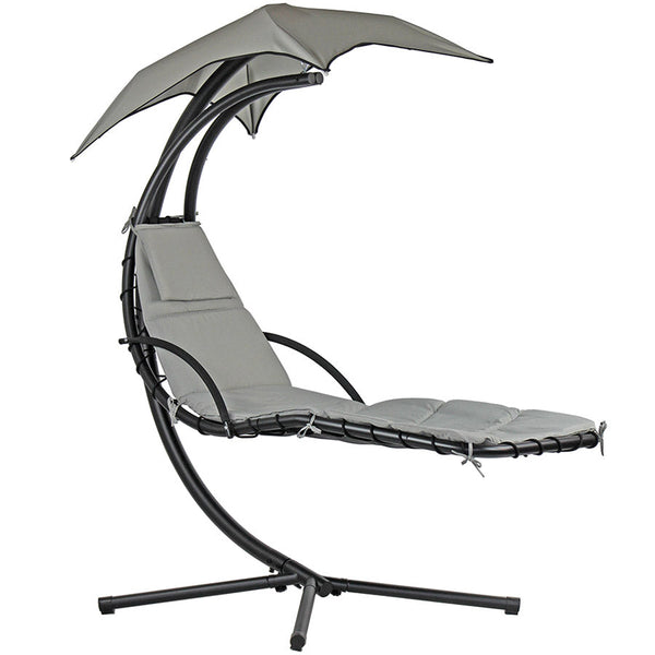 online Sedia Dondolo Pensile Relax Chaise Longue con Tettuccio 190x105x205 cm Telly Ecrù