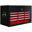 Cassetta per Attrezzi a 6 Cassetti 60x26x34 cm con Serratura in Acciaio Nero e Rosso   