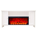 Camino Elettrico da Pavimento 75x150x30 cm Effetto Fiamma 1500W Mozart & Tasmania Bianco
