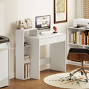 Scrivania Moderna 100x40x90 cm con Ripiani e Cassetto in Legno Bianco  