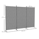 Paravento Separè da Esterno 3 Pannelli 252x44x176 cm Pieghevole e Regolabile in Poliestere Grigio Carbone  